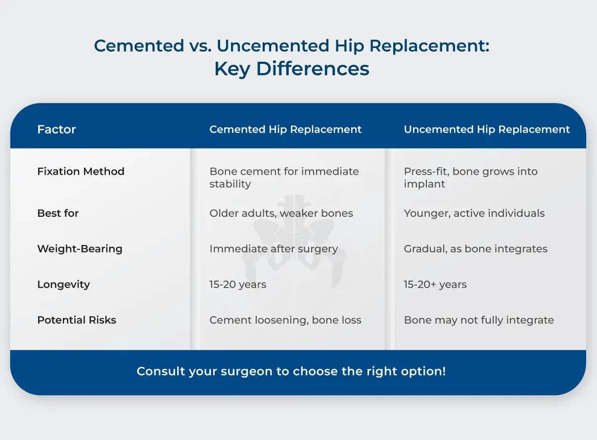 Cemented vs. Uncemented Hip Replacement: Key Differences